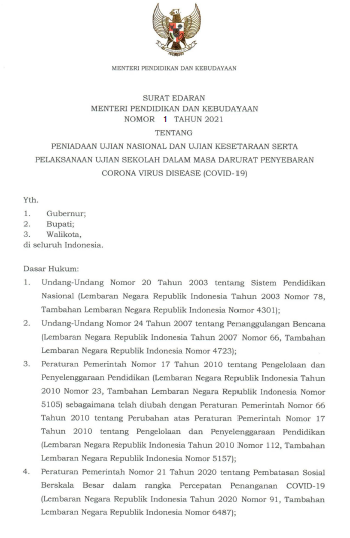 Ujian Nasional 2021 Resmi Ditiadakan, Lalu…